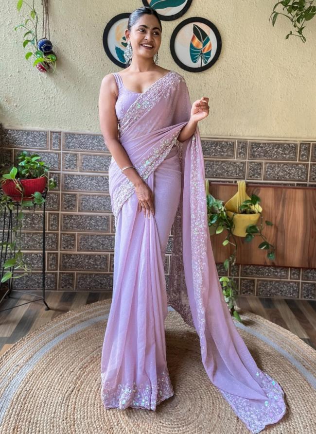 Georgette Purple Party Wear Sequence Work Saree